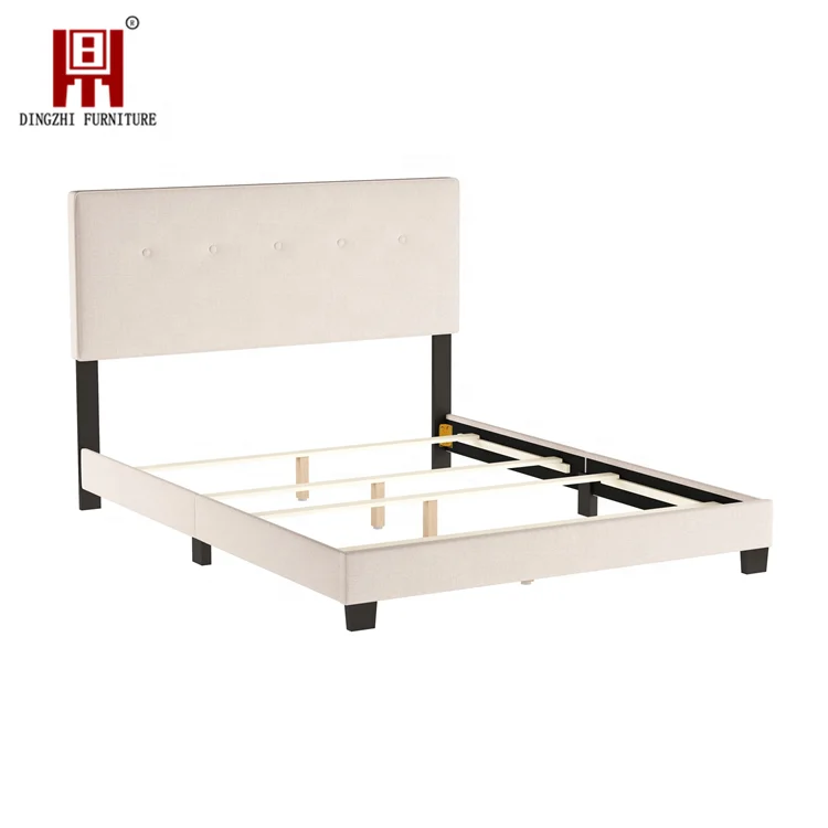 DingZhi Dakota upholstered linen tufted platform bed with wooden support