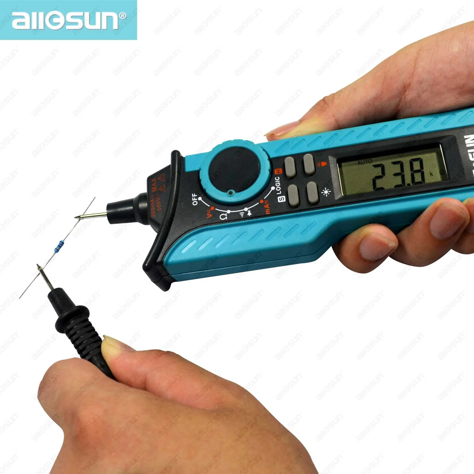 Цифровой мультиметр All-sun EM3215 измеритель напряжения и силы тока в форме ручки с щупом для проверки непрерывности диодов логики
