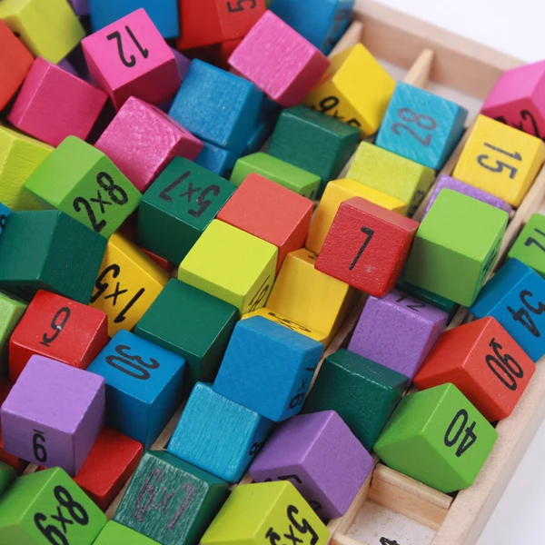 Kids wooden math educational toys calculating board multiplication table blocks
