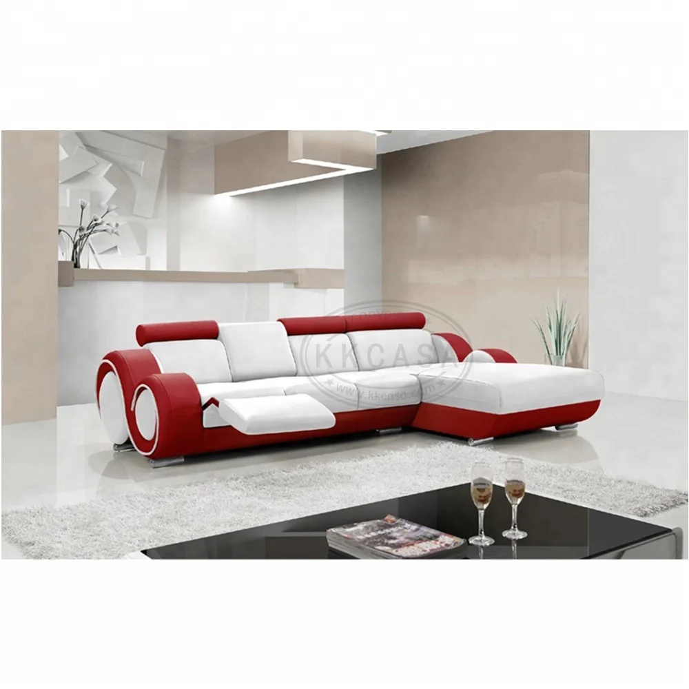 Living room L shape Sectional sofa set  cheaper Recliner sofa  Half Moon Small Pure Imported Leather Sofa Set