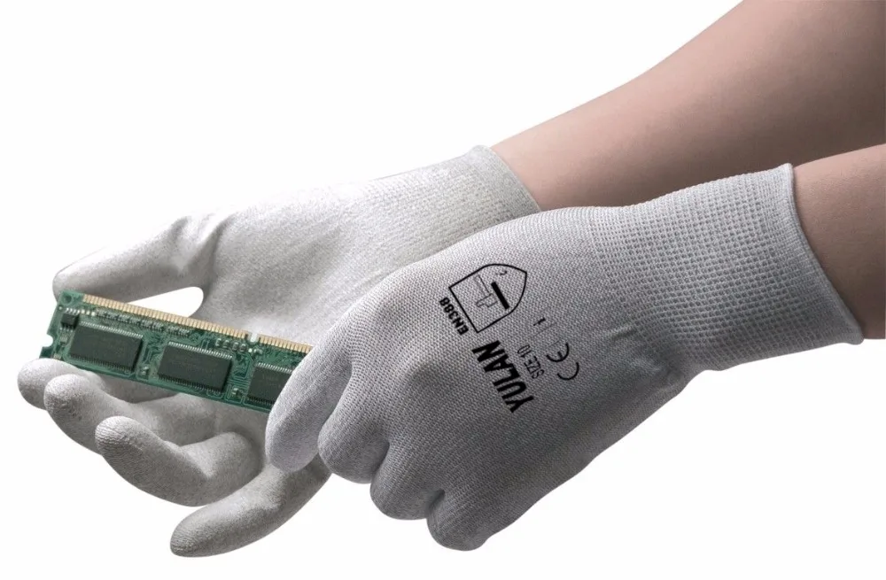 EN388 13G polyester/Nylon anti-static Carbon fiber coated ESD PU gloves