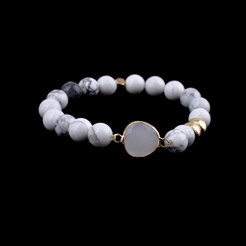 
Wholesale Handmade Natural Stone Beads Crystal Glass Gemstone Charm Stretch Bracelet Jewelry 