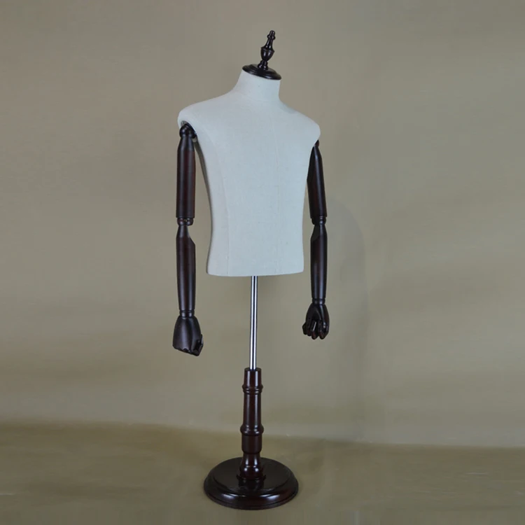 Adjustable Wooden Arms  Half Body Man Mannequin Male Torso Maniquies for Clothes Display