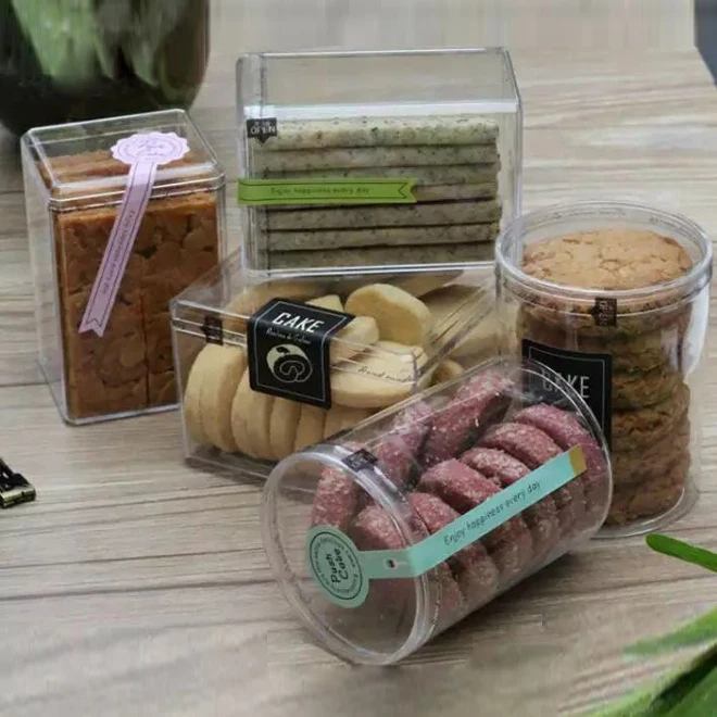 500 мл, 16 унций, оптовая продажа, пластиковый прозрачный круглый контейнер для хранения пищи с крышкой для упаковки печенья