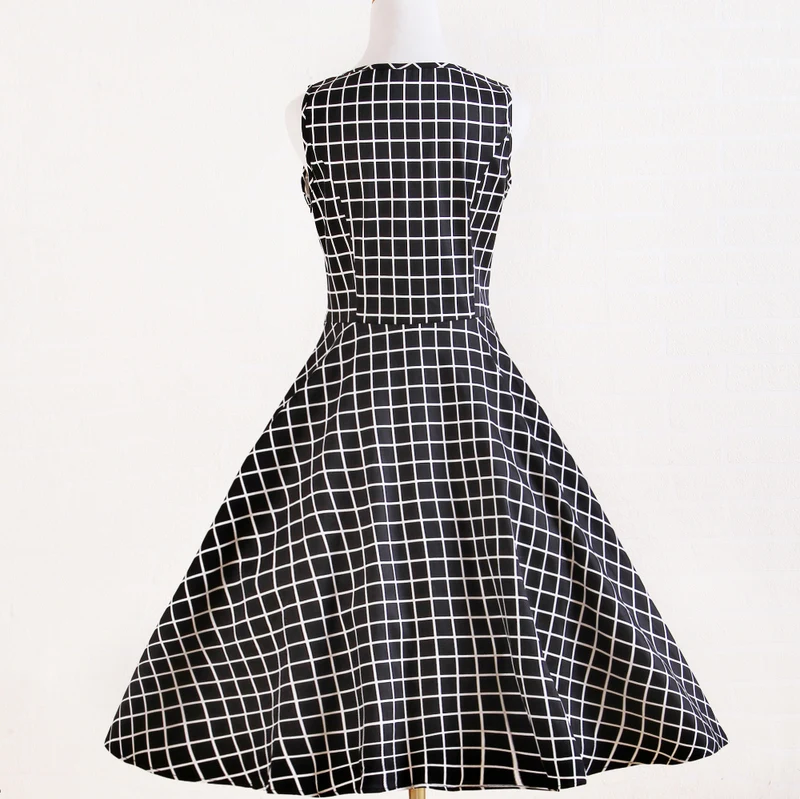 Free Shipping Summer Black White Plaid Designer Party Dresses For Women