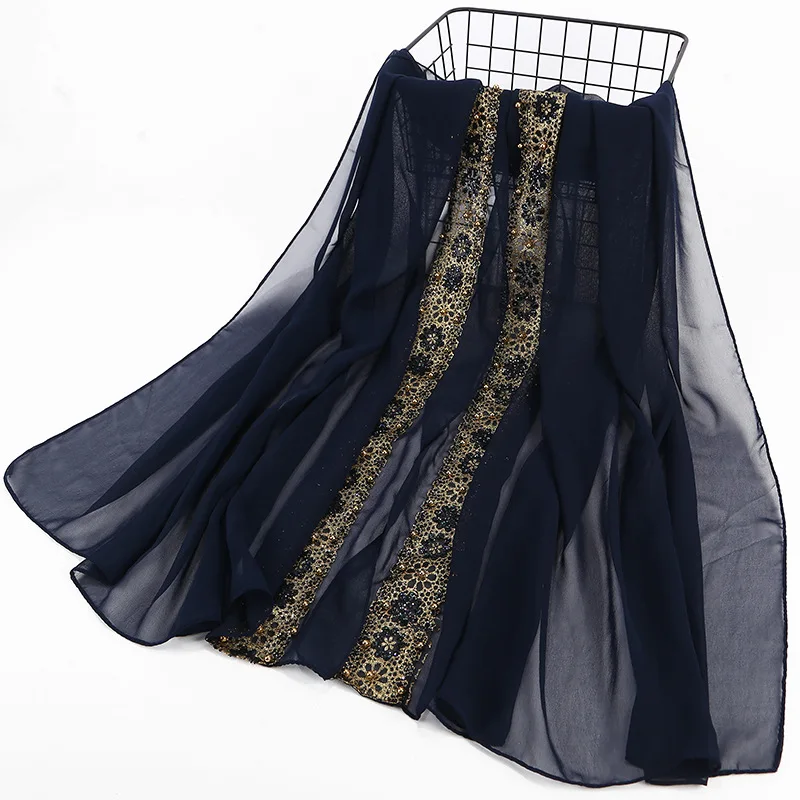 Wholesale china heavy chiffon women Muslim jersey shawl sequin hijab