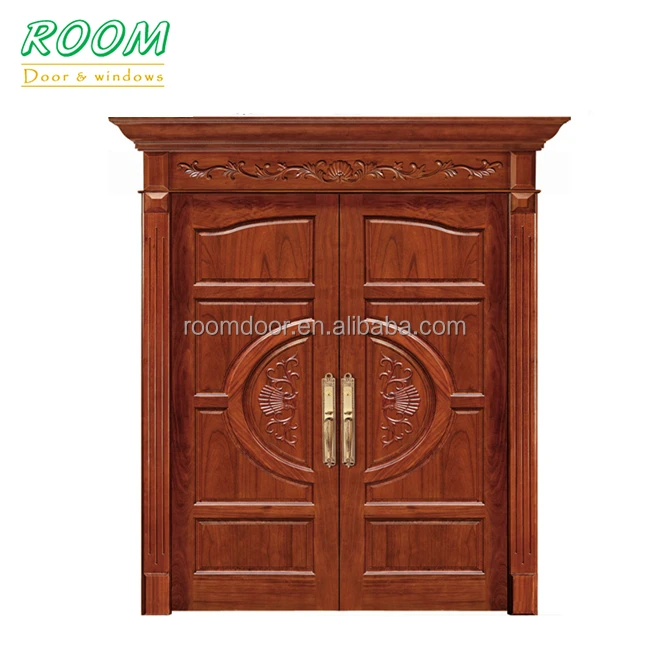 Modern Design Manufacturer Wooden French Glass Swing Solid Wood Entrance Door Wood Hinged Doors