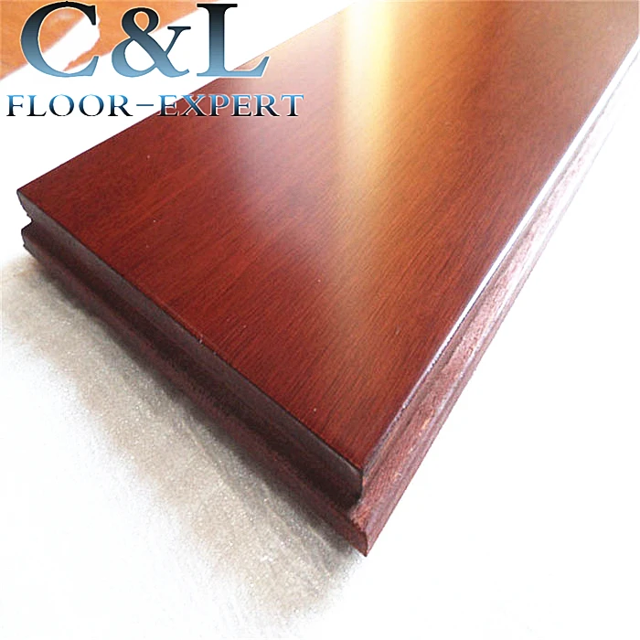 African prefinished smooth parquet santos mahogany solid wood flooring