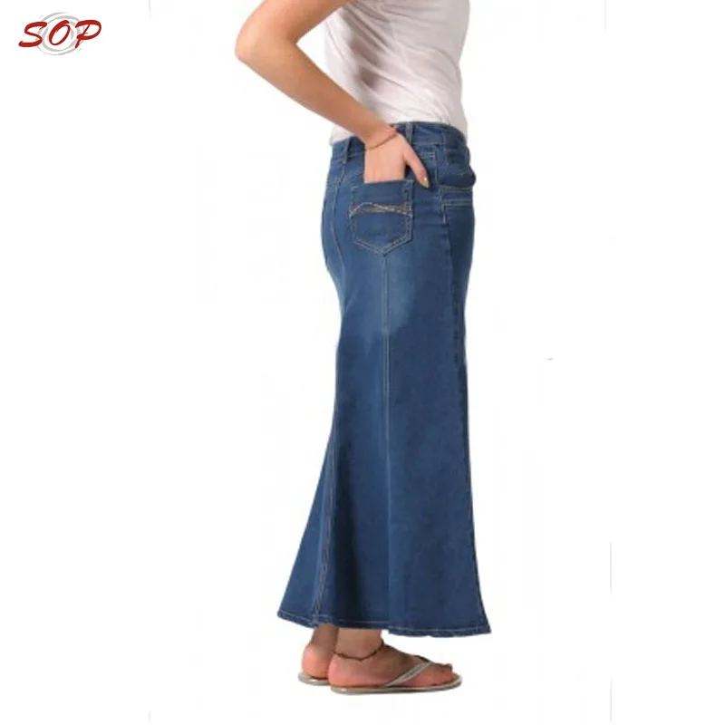 New design indian lady wholesale long denim skirts