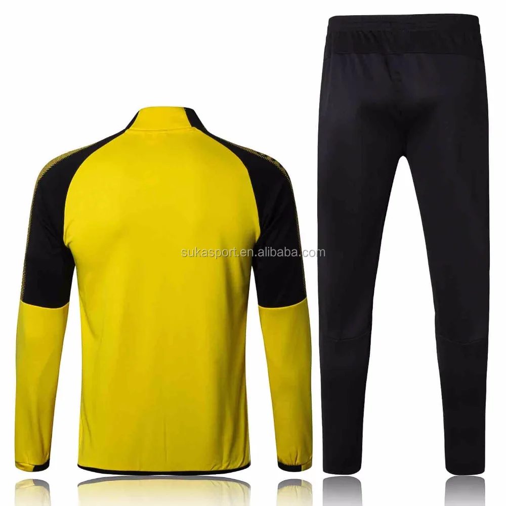 Full zip jaket Dortmund 2017/18 season yellow football tracksuit good quality soccer sweater training suit