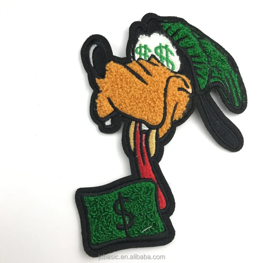 Wholesale iron on custom logo embroider embroidered towel chenille cute clothing custom patches embroidery