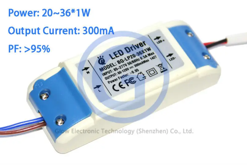 ce ems external dc led driver 36w 300ma 36x1w 32w 30w
