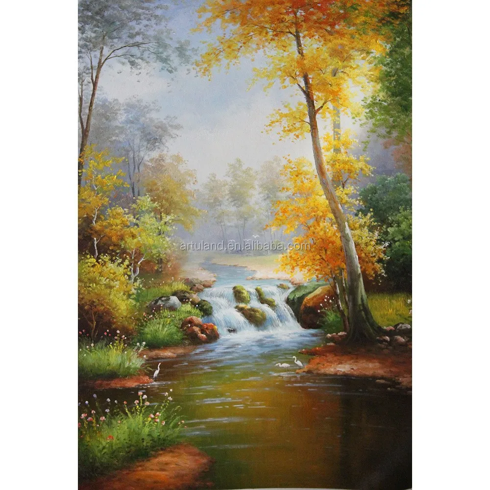 Countryside Mountain Landscape Scenery Handmade Chinese Style Oil Painting on Canvas for Living Room