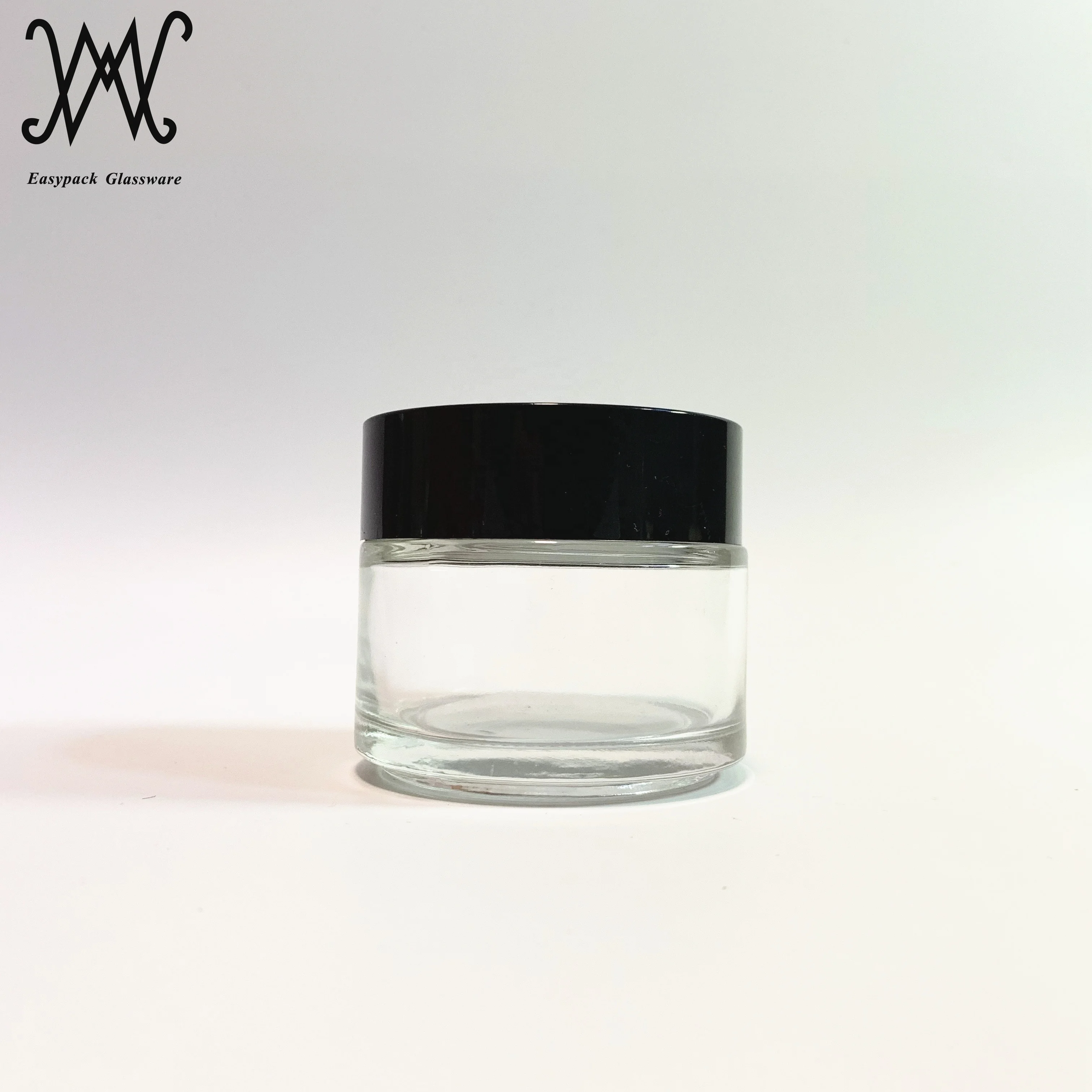 100g 100ml clear glass cosmetic packaging jar with gold metal lid for cream oil