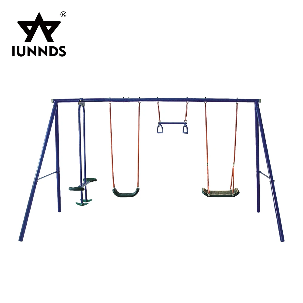 Backyard playground metal stand kids five seats glider swings sets