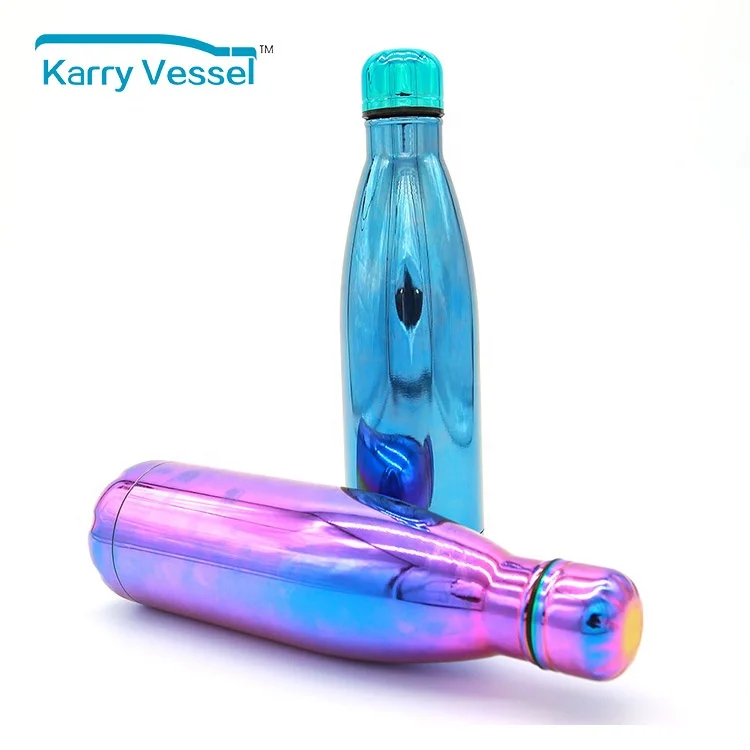 500ml /750ml/1000ml custom logo color double wall stainless steel thermal vacuum cola shape sport water bottle
