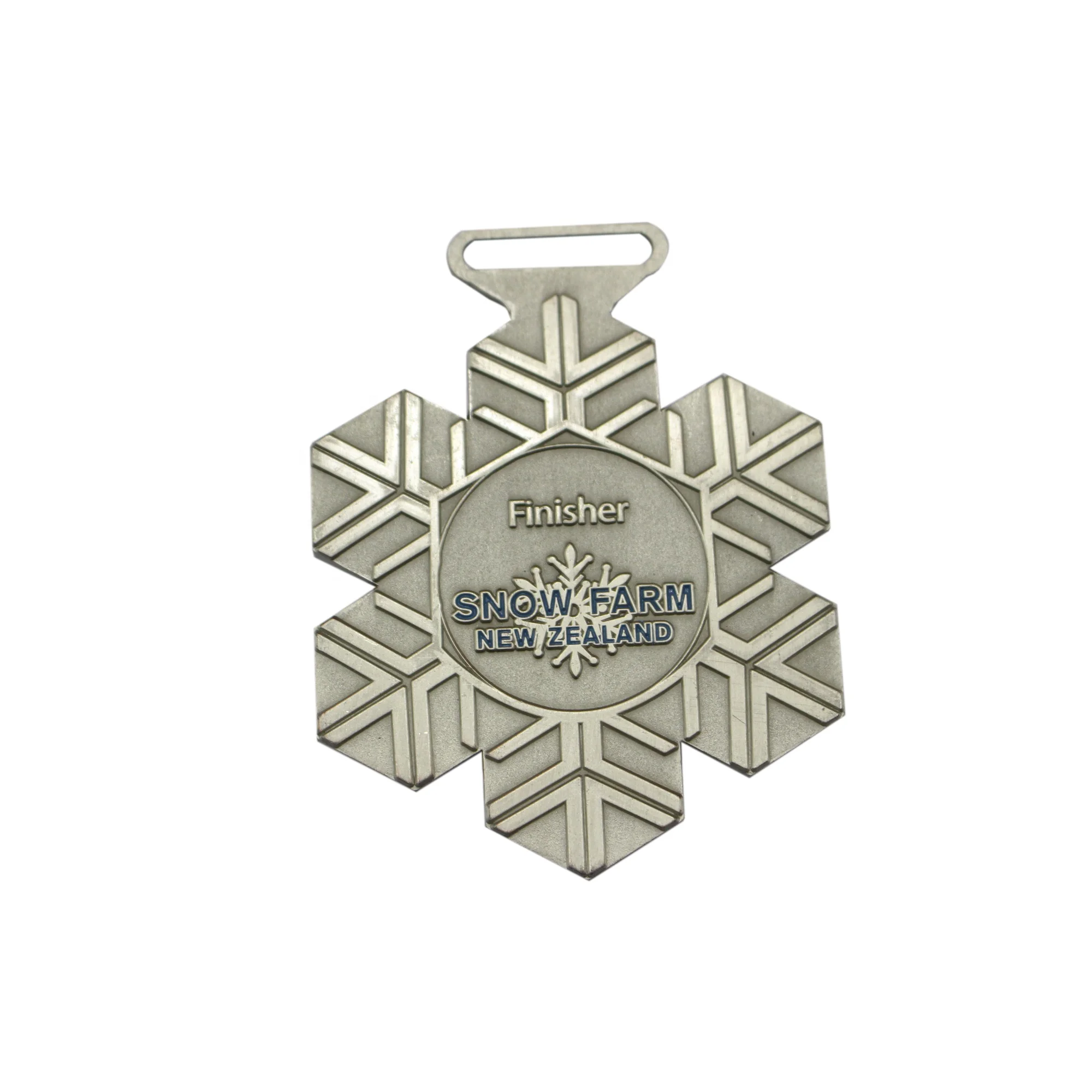 
zinc alloy cast antique silver finish snowflake shape metal medal 