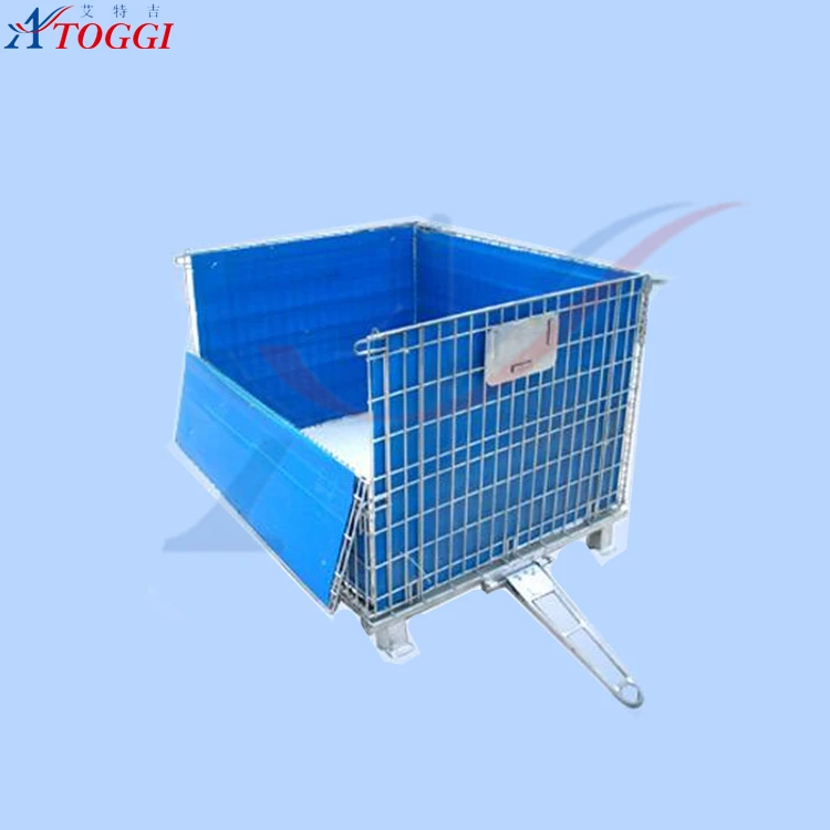 stackable wire mesh cage box metal bin storage container with wheels