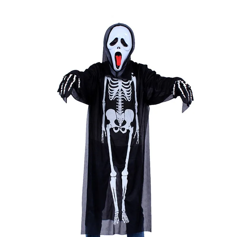 
High QualityScary Ghost Skeleton Costume Adult Mens Halloween Fancy Dress 
