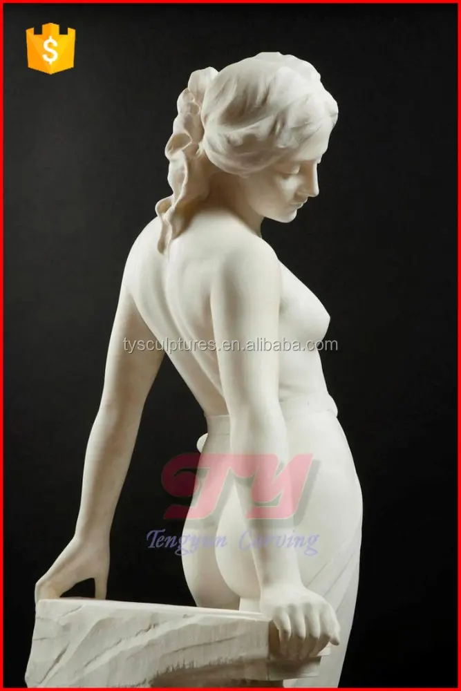 Western stone figure statue modern human nude woman girl marble sculpture