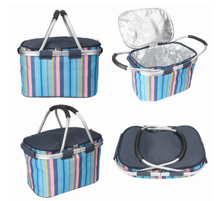 Wholesale Fashion Folding Collapsible Travel Picnic Insulated Cooler Basket Cool Tote Bag