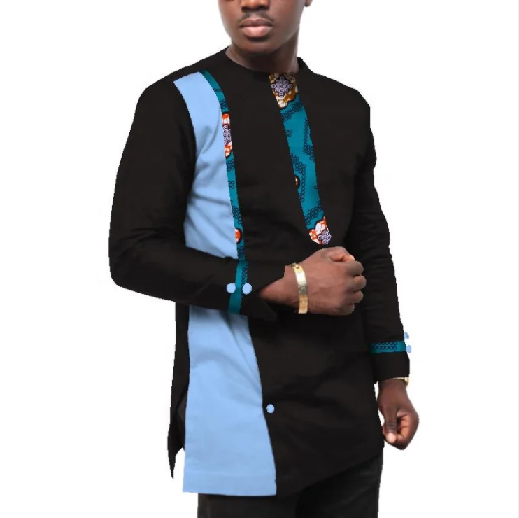 Best seller African Gentleman Shirt with 100% cotton wax printing fabric