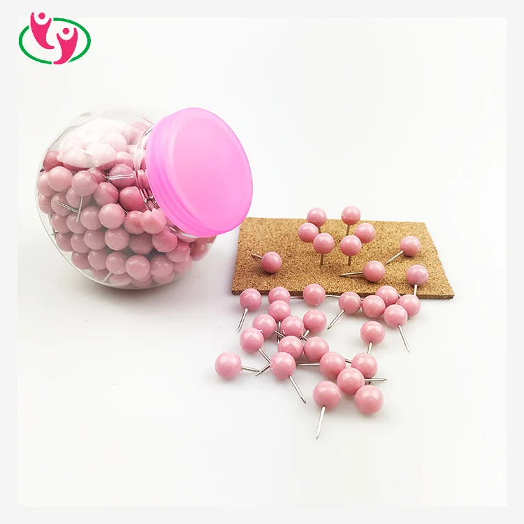 Детская Розовая Круглая шаровая Головка с пластиковыми нажимными штифтами из нержавеющей стали
