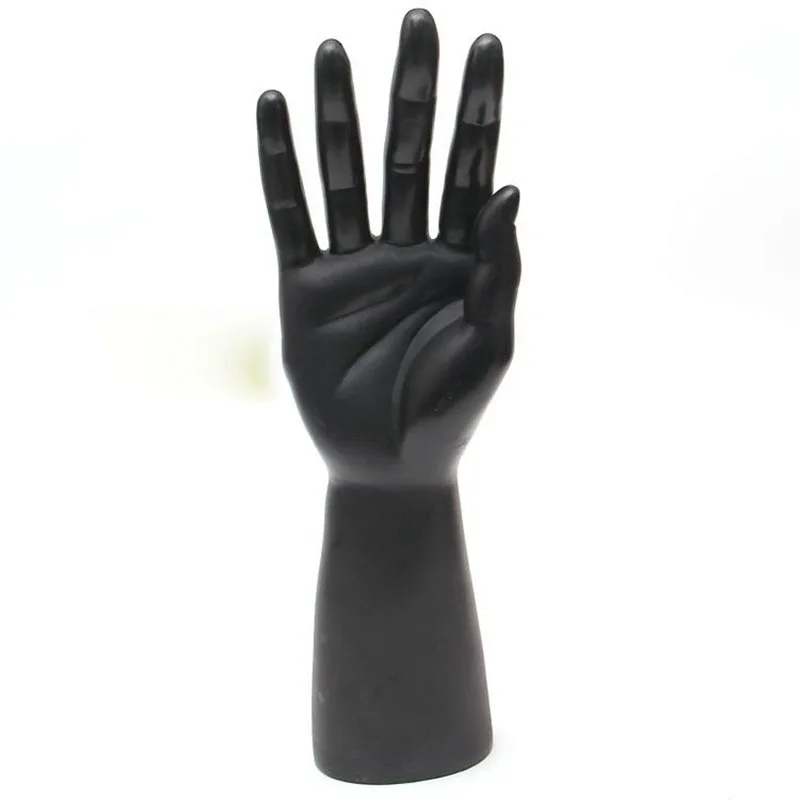 One Pair Black Skin Plastic PVC Male Mannequin Hand Gloves Display Hands