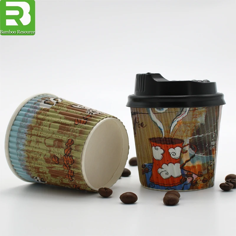 
2021 fashion design china single double ripple wall double pe logo color packaging custom 12 oz white paper cups 