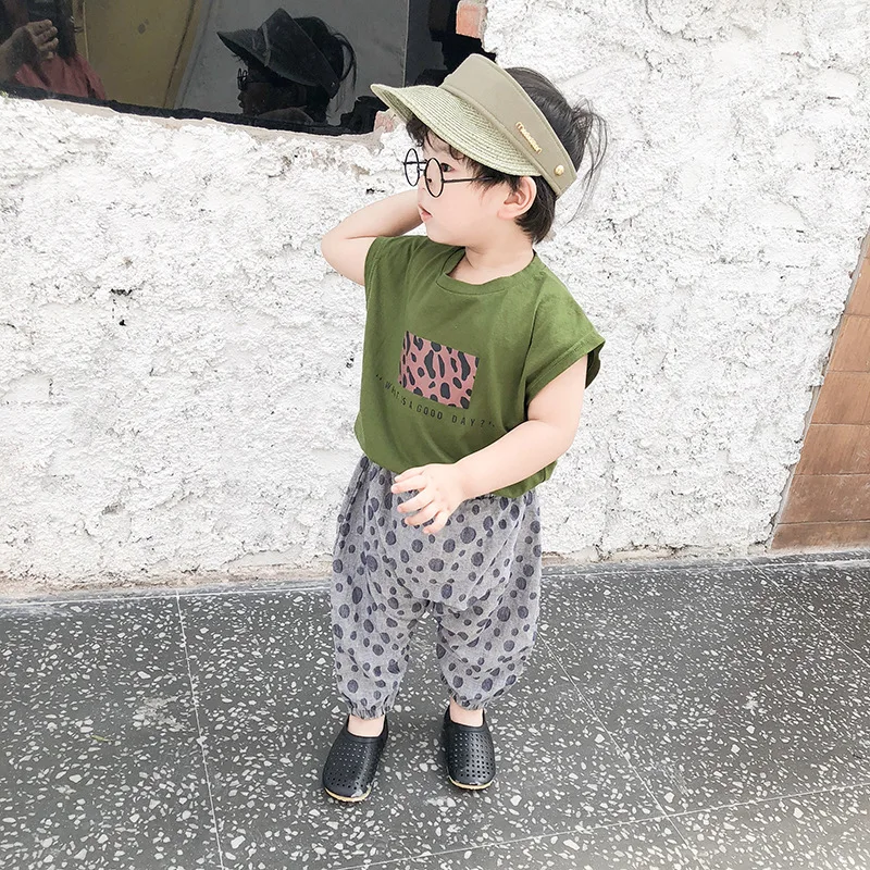 
2019 summer pastel pants for children Cotton Polka Dot Pants Jogger Pants 
