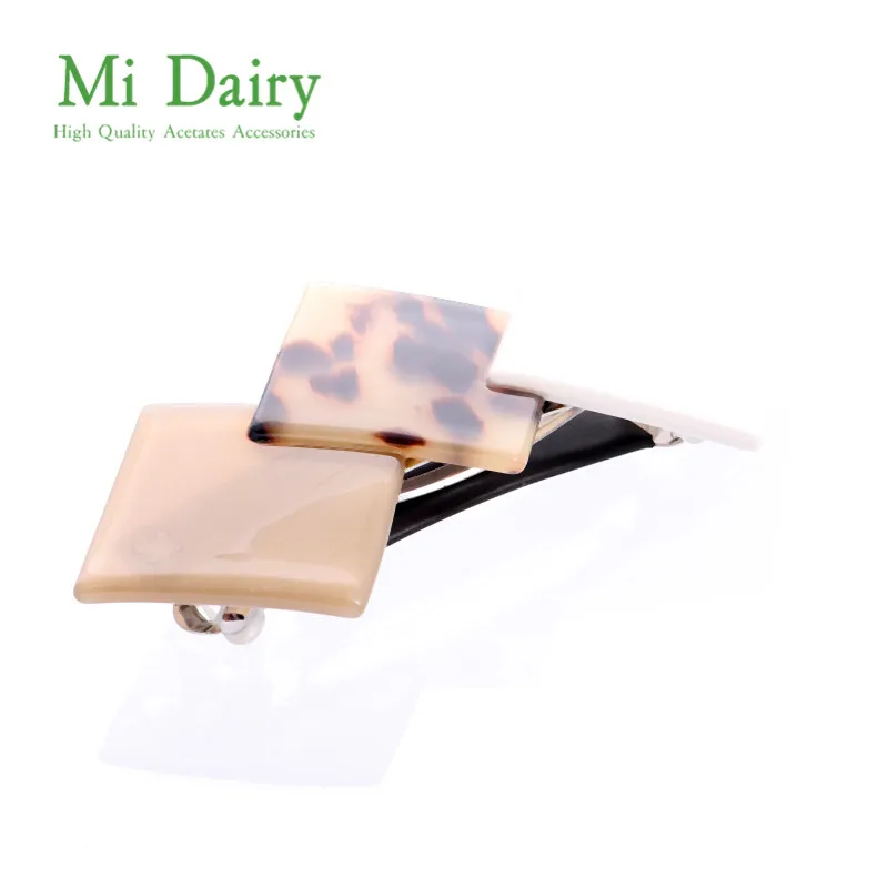 MiDairy Geometric Square Acetate Hair Barrettes Clamp Clips For Women