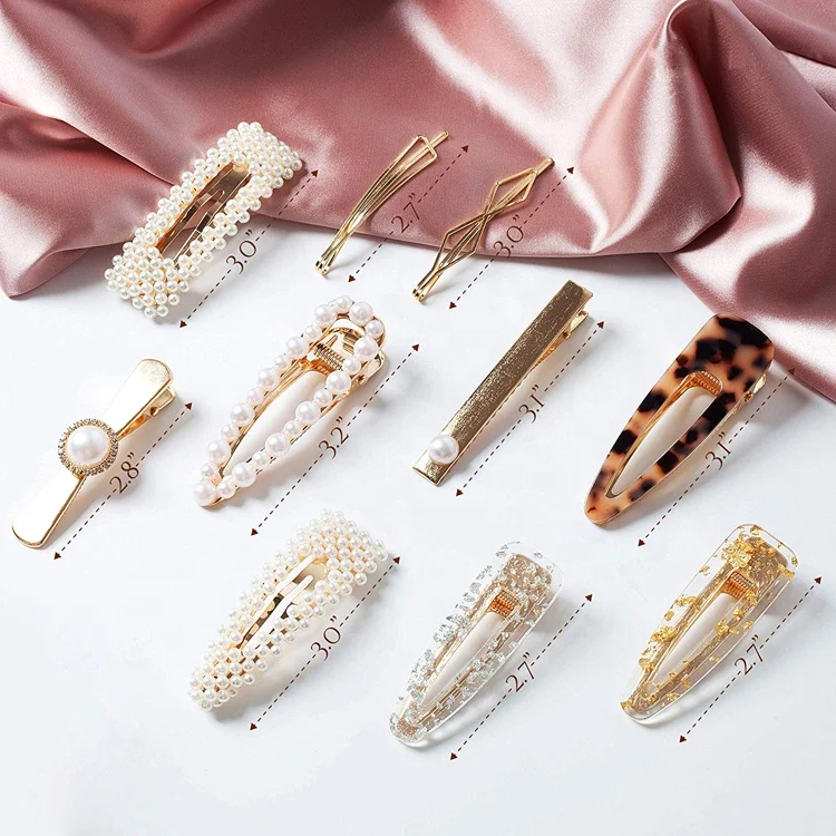 Pearls Hair Clips for Women Bows Clips Ties for Birthday Valentines Day Gifts Bling Hairpins Barrette Styling Tools Accessories
