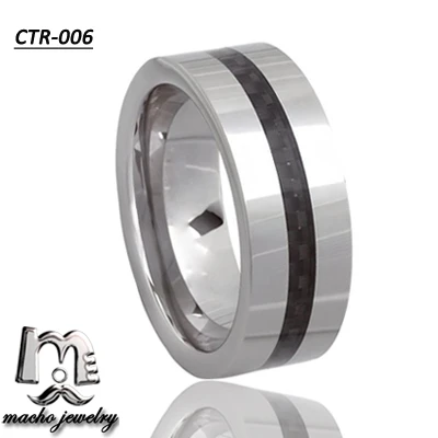 4mm Tungsten Ring Purple Carbon Inlay Wedding Band Jewelry Wholesale
