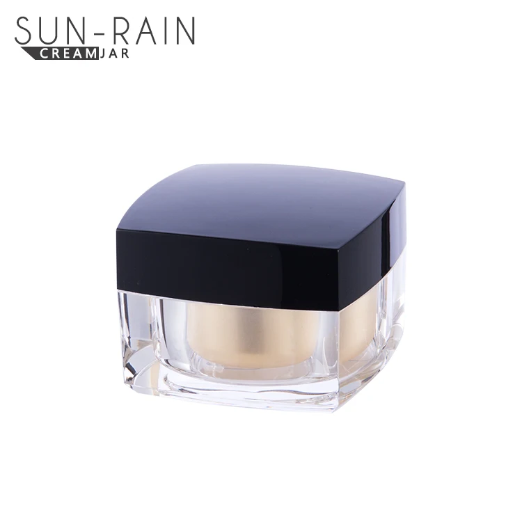 China supplier luxury acrylic cosmetic packaging 50g30g15g wholesale square cream jar