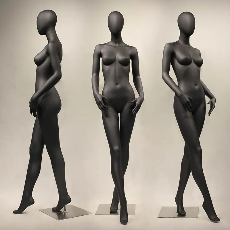 XINJI Fashion European Style Lady Mannequin Full Body Matte Black Manikin Fiberglass Mannequins Female