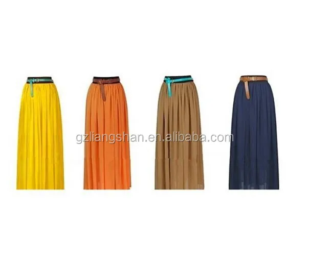 Custom women lady casual loose blue plain long elegant maxi skirt