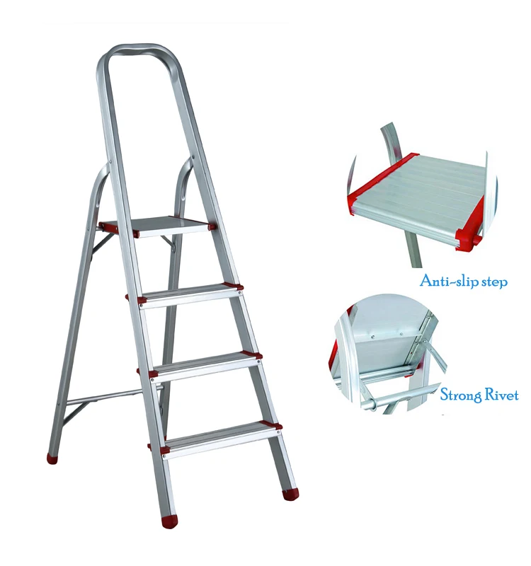 High Quality 1.7M Foldable Step Ladder En131 Aluminum Ladder with Support Handle Outdoor