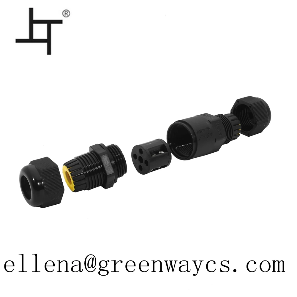 Greenway M684 nylon66 4pin ip68 waterproof cable glands for connector