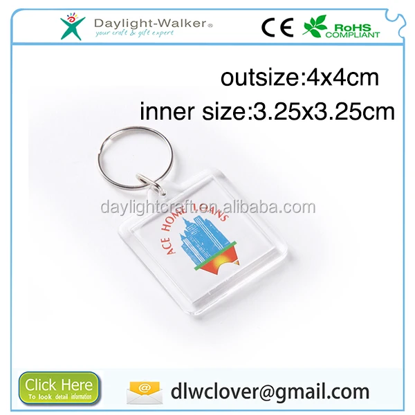 intrusive blank transparent square plastic keychain