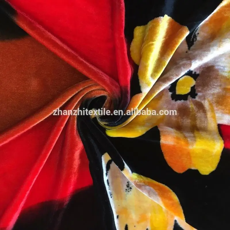 
hot silk velvet wholesale digital printing silk fabric for dress clothes 