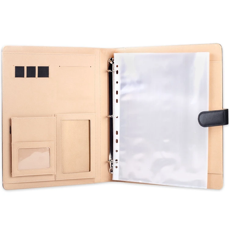 A4 Document Organizer Business Card Holder portfolio With Calculator And 8 File Pockets