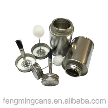 
4oz Metal Glue Empty Screw Top Tin Cans With Brush for PVC Glue Packaing 