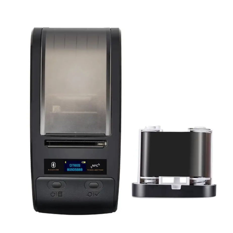 DeTong-DT60S штрих-кода qr-код портативный этикетка с указанием теплопроводящих свойств ткани принтер на открытом воздухе Карманный кабель провод для печати этикеток