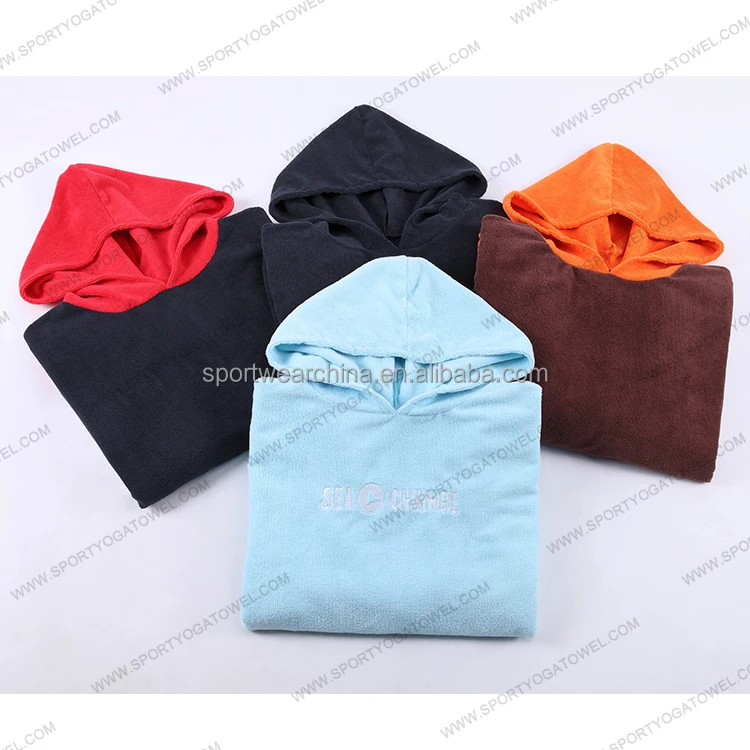 Customized printed beach poncho microfiber terry surf poncho towel changing robe