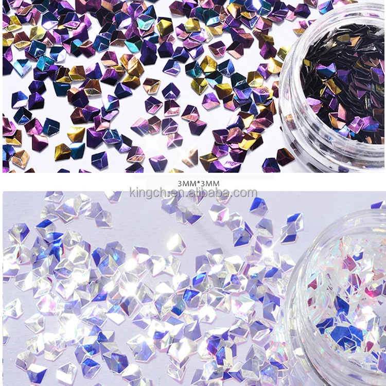 Laser 3D Diamond Shape Nail Art Glitter for Nail Polishing