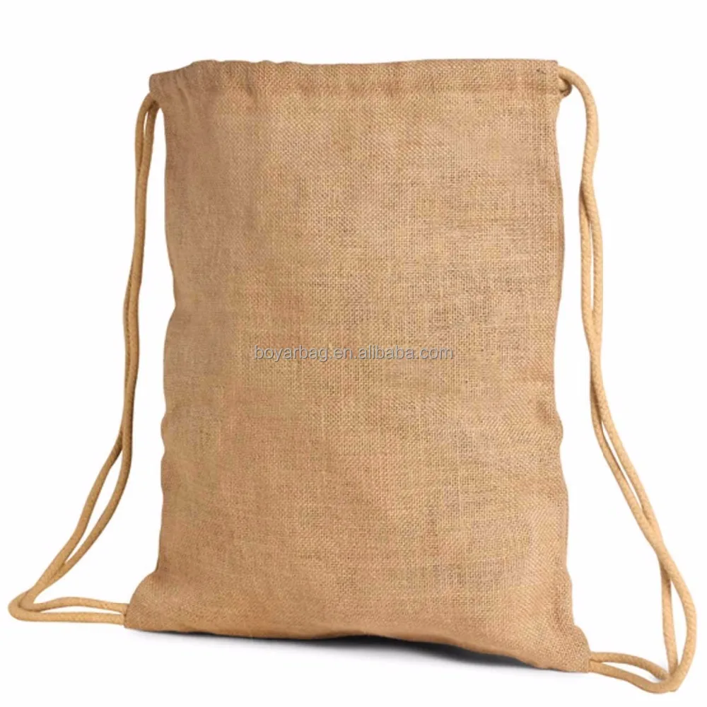 High King Natural Jute Burlap Large Eco Canvas Drawstring Bag Blank Custom Drawstring Backpack