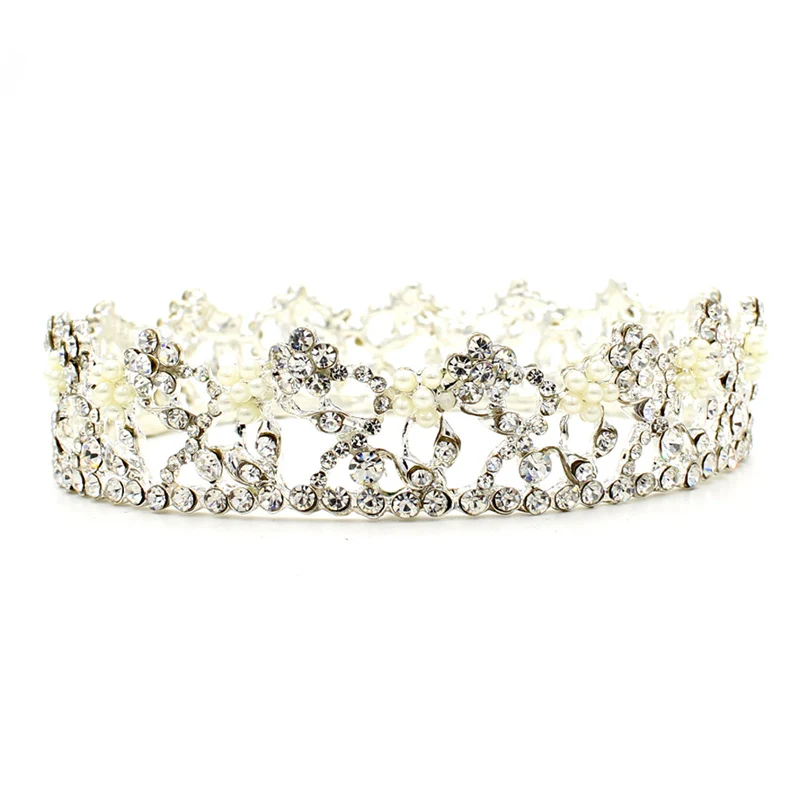 O319 Wholesale pearl crystal crowns and tiaras wedding  bride crown tiaras bridal headpiece bridal headwear