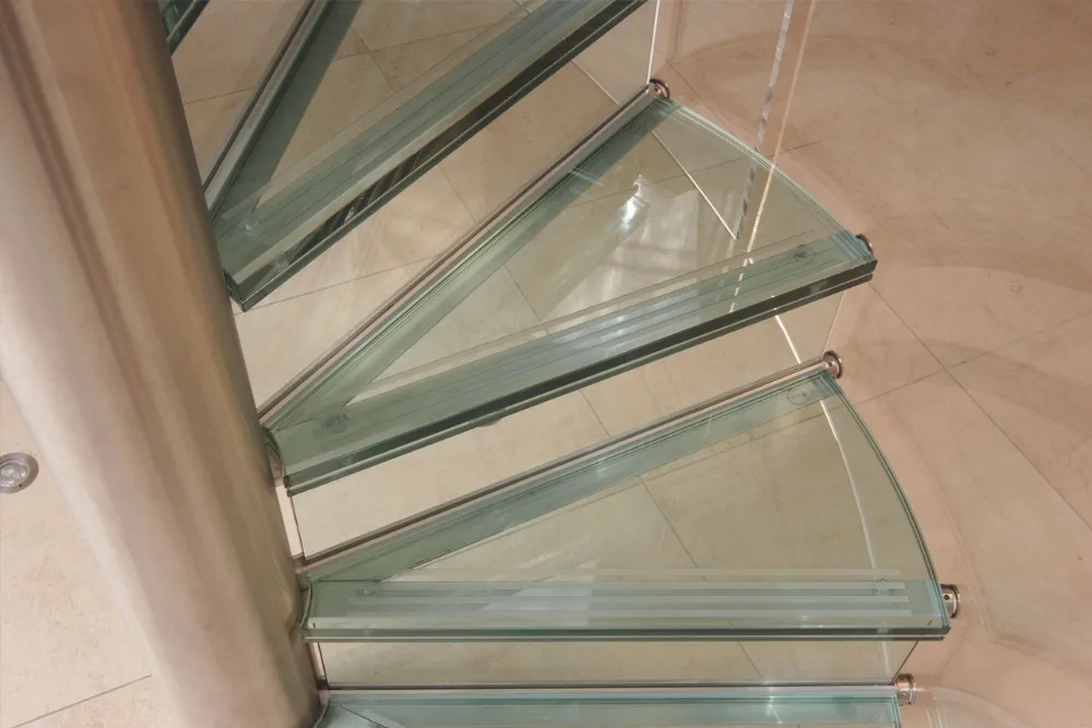 spiral staircase with silicone acrylic balustrade