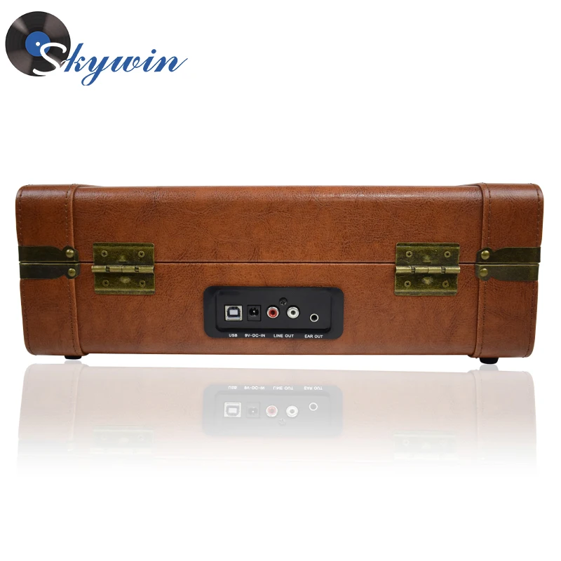 Retro Suitcase Belt Vintage USB Turntable Player Built-in Stereo Speakers
