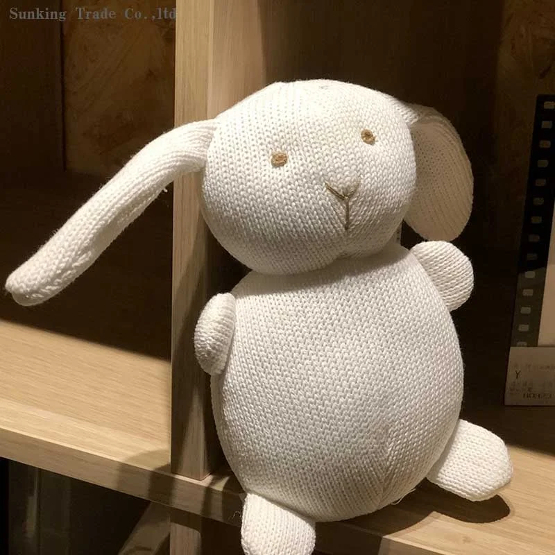 100% cotton knitting wool bear toys soft white bear doll toy  rabbit